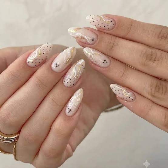 Abstract Swirls, Dots, and Hearts Abstract Swirls, Dots, and Hearts — Nail Art Ideas