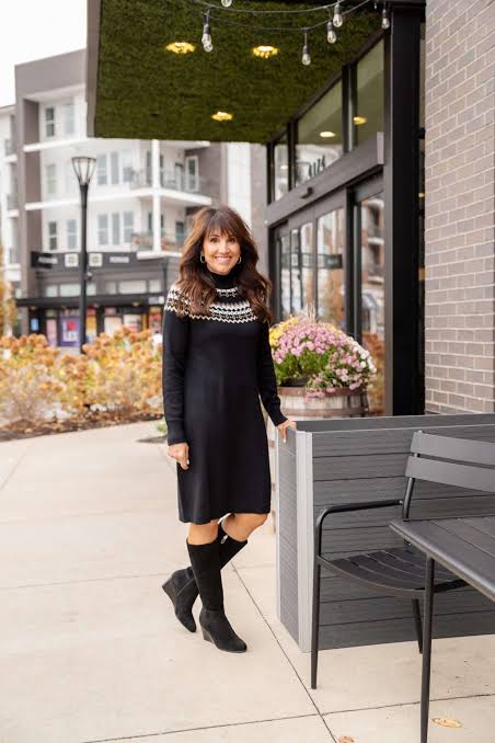 Fair Isle Knit Dress with Knee-High Socks Fair Isle Knit Dress with Knee-High Socks — Winter Church Outfits