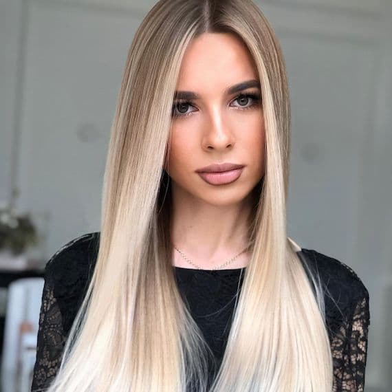 Mid-Back Ash Blonde To Platinum Blonde Ombre Mid-Back Ash Blonde To Platinum Blonde Ombre — Winter Ombre Hair