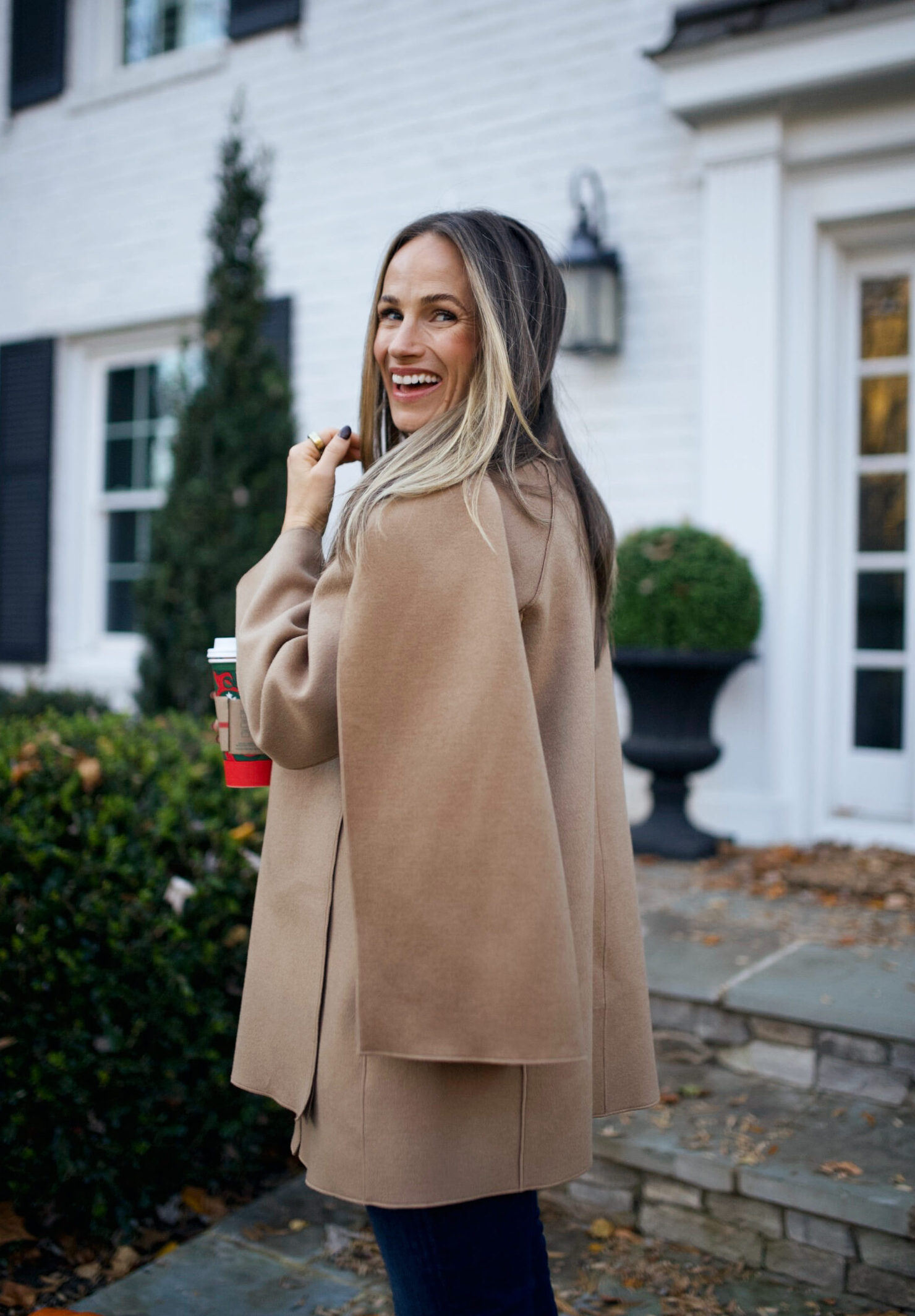 Herringbone Blazer and Fringe Scarf for Textured Winter Style — Winter Capsule Wardrobe