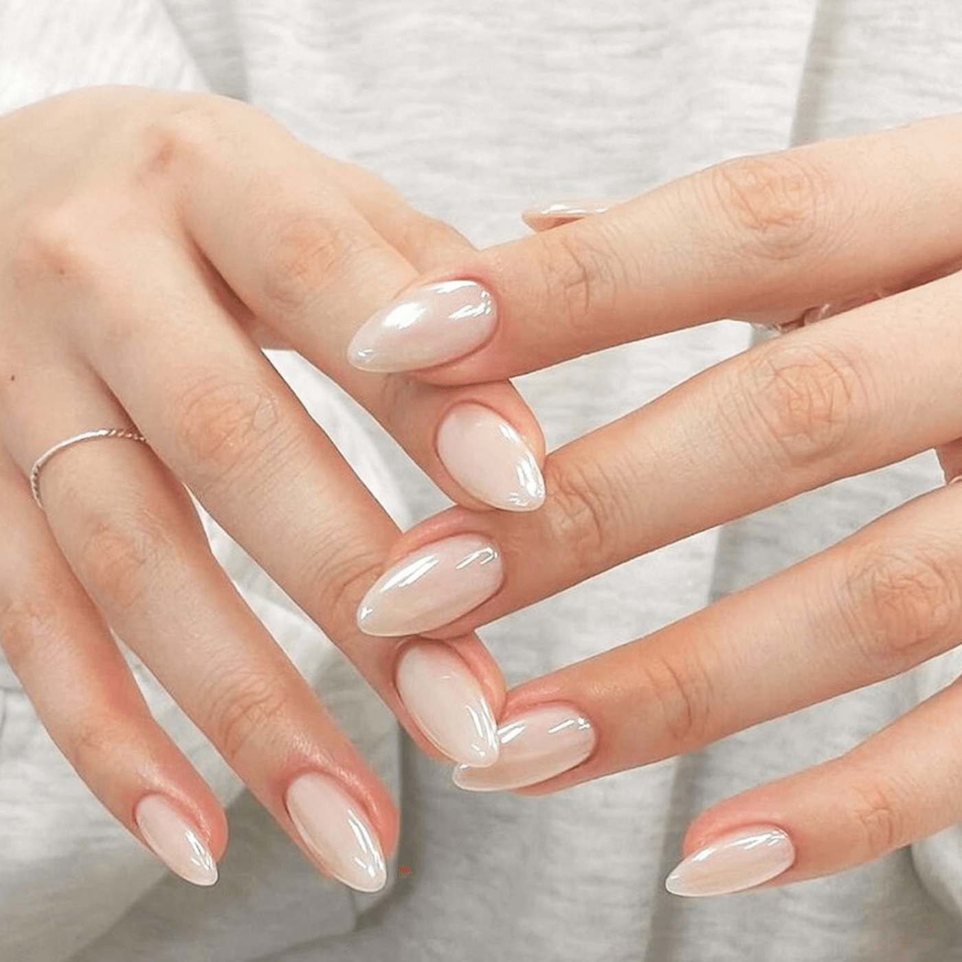 Classic French Ombre Oval Nails — Winter Oval Nails