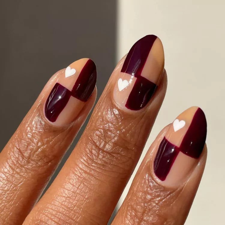 Geometric Burgundy Nude Nails Geometric Burgundy Nude Nails — Black Cherry Nails