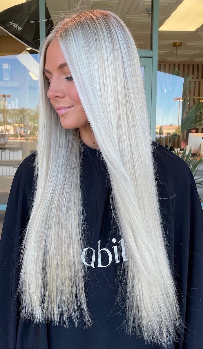 Ultra-Long Straight Platinum Blonde — Long Winter Haircuts