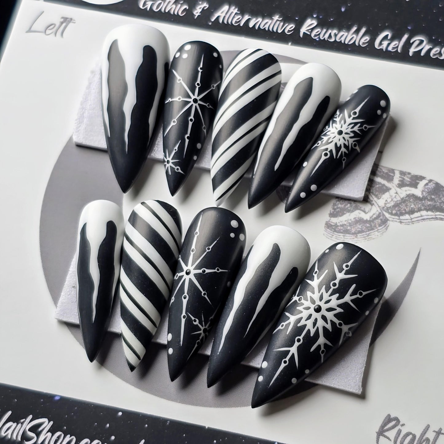 Matte Visual Idea — Winter Stiletto Nails