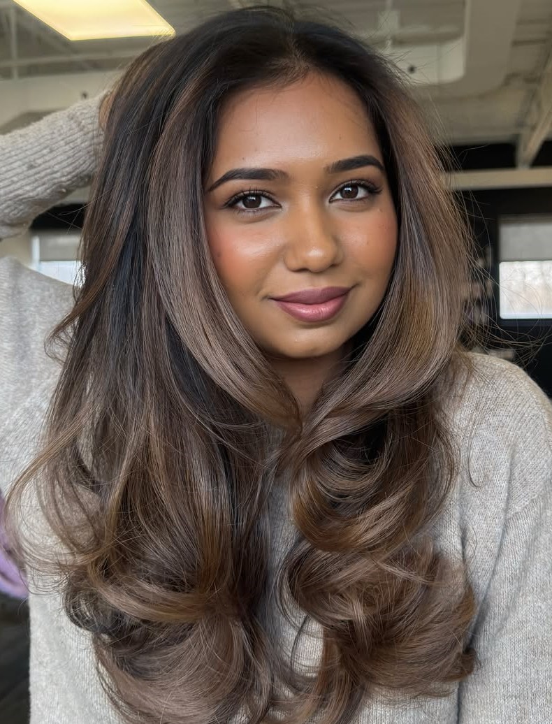 Dark Brown With Subtle Caramel Balayage Dark Brown With Caramel Balayage Dark Brown With Subtle Caramel Balayage Dark Brown With Caramel Balayage — Winter Brown Hair Colors