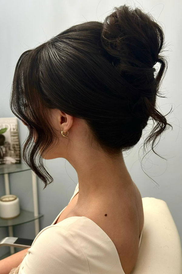 Polished Dark Brown High Bun — Winter Formal Hairstyles