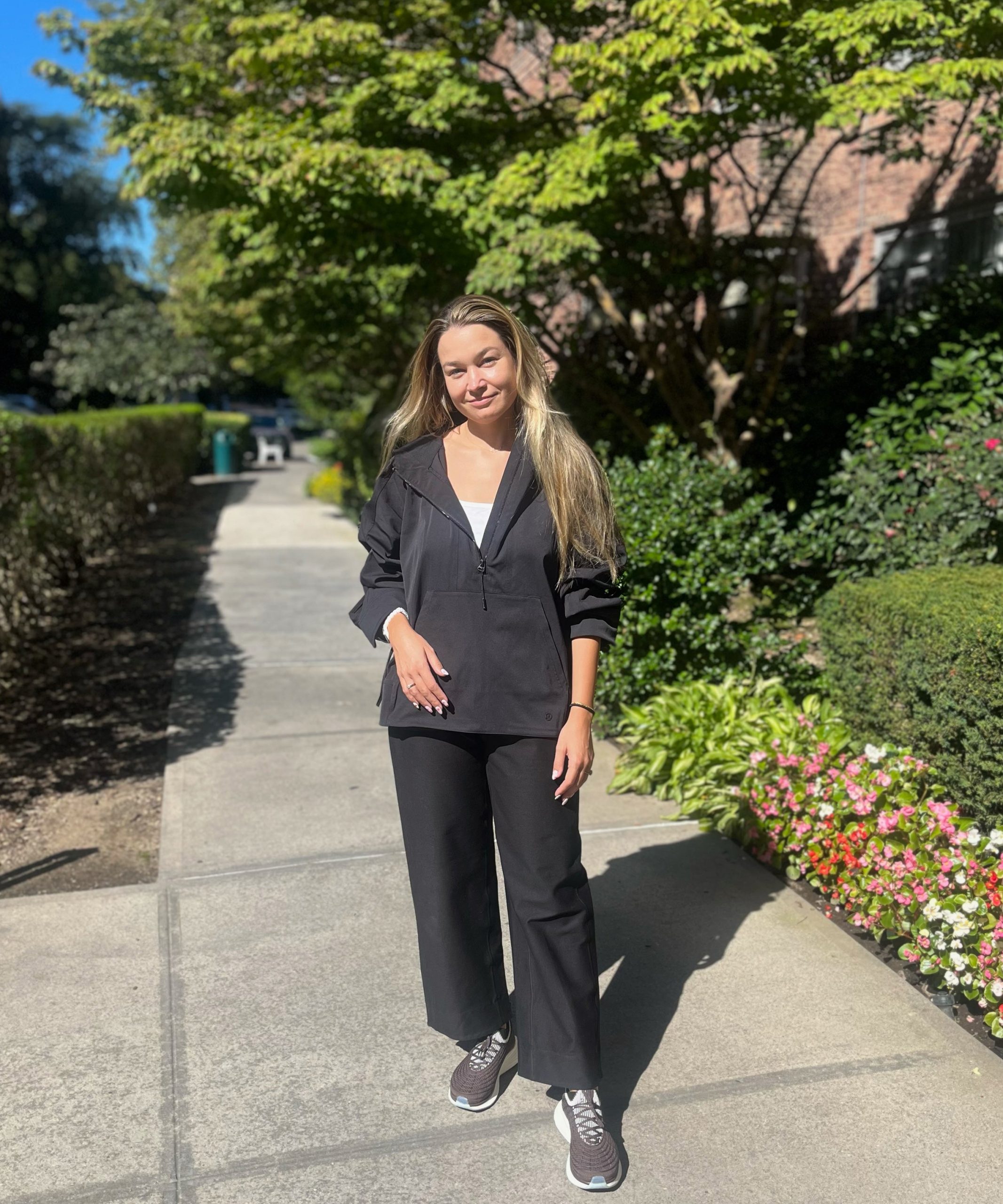 Hooded Jacket with Wide-Leg Trousers for Relaxed Travel — Cabin Trip Outfits