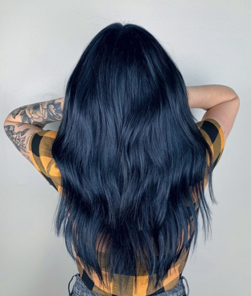 Sleek Blue Black Waves — Blue Black Hair