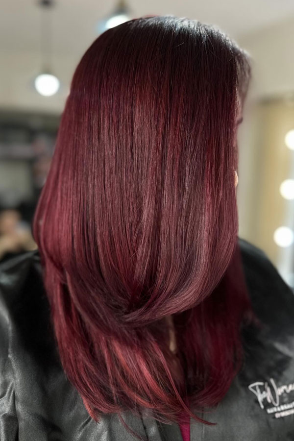 Uniform Burgundy On Fine Straight Hair Uniform Burgundy On Fine Straight Hair — Burgundy Hair Color