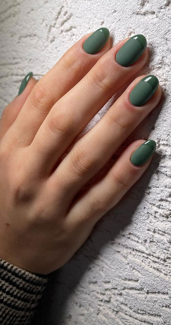Matte With Glossy Accents Visual Idea Matte With Glossy Accents Visual Idea — Emerald Green Nails