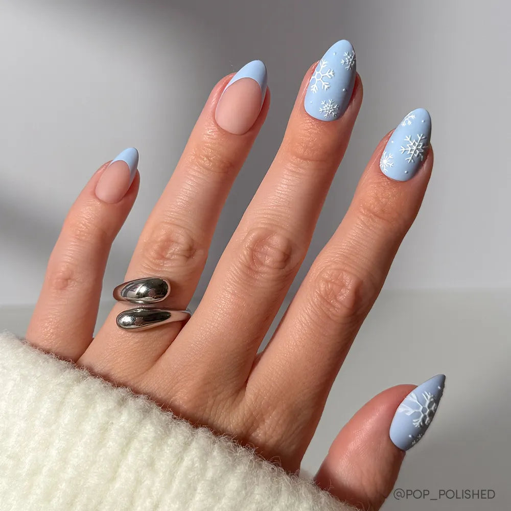 Matte Glossy Visual Idea — Winter Gel Nails