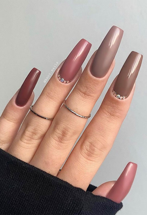 Alternating Dusty Rose And Taupe Brown Visual Idea Alternating Dusty Rose And Taupe Brown Visual Idea — Long Winter Nails