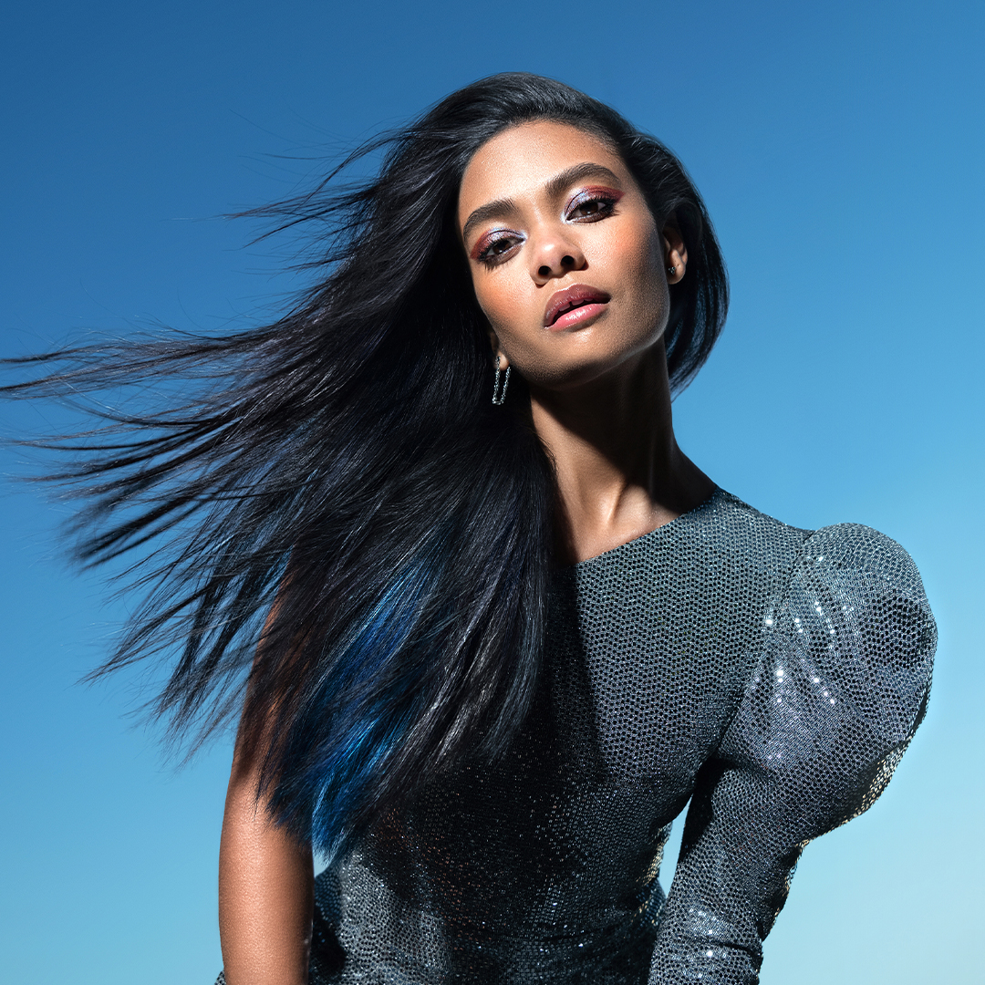 Deep Blue Black Waves From Front — Blue Black Hair