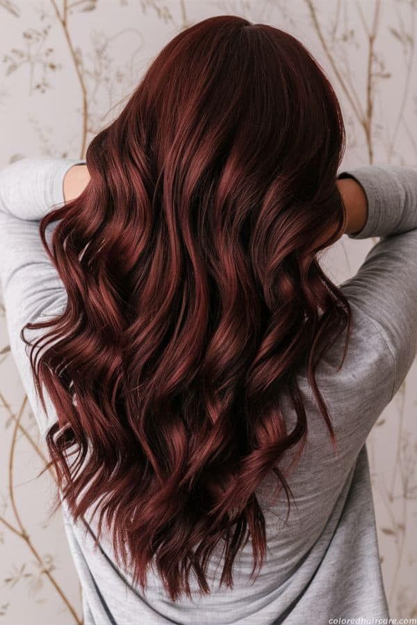 Saturated Deep Burgundy Red Waves Saturated Deep Burgundy Red Waves — Low Maintenance Winter Hair Colors