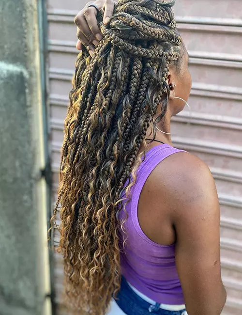 Bohemian Braids with Blonde Highlights — Winter Braid Colors for Black Women