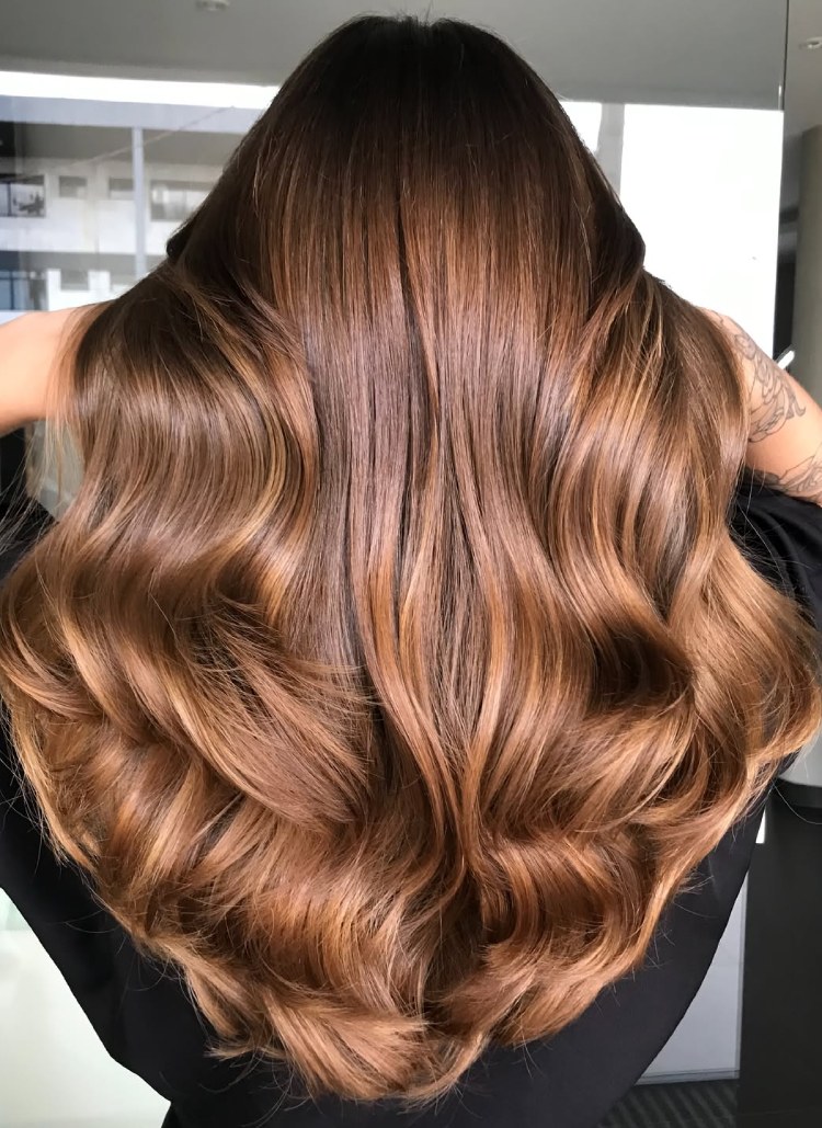 Layers Cinnamon Brown Base With Copper Highlights — Cinnamon Brown Hair