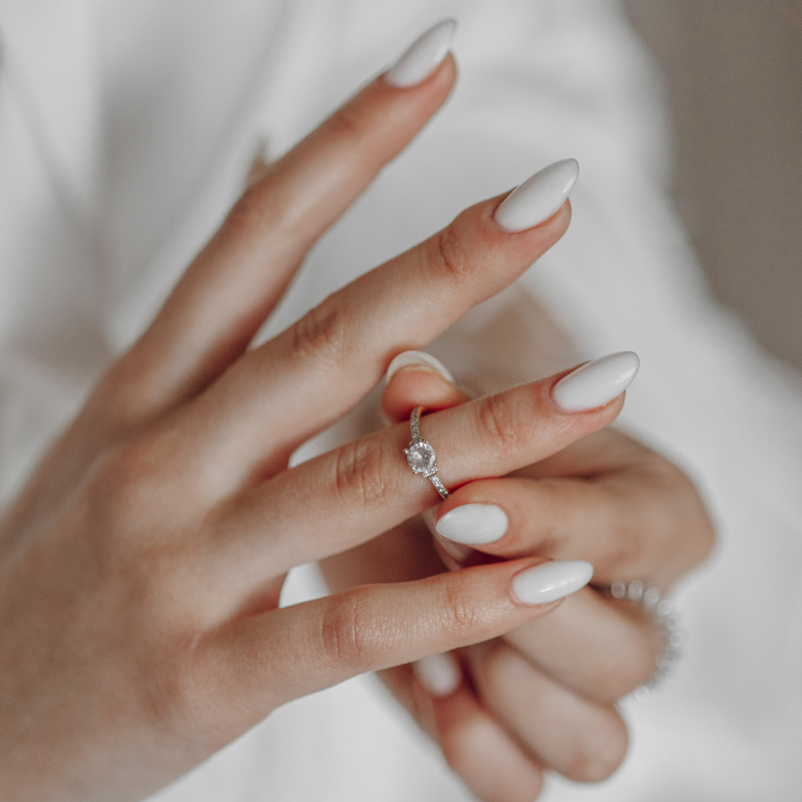 Pristine Opaque White Glossy Nails — Winter Wedding Nails