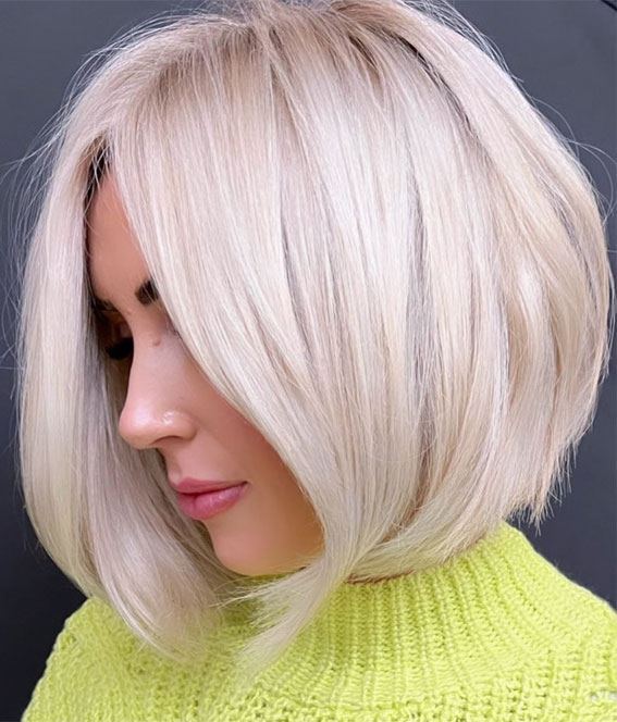 Ash Blonde Bob With Volume And Side Bangs — Winter Haircuts for Women
