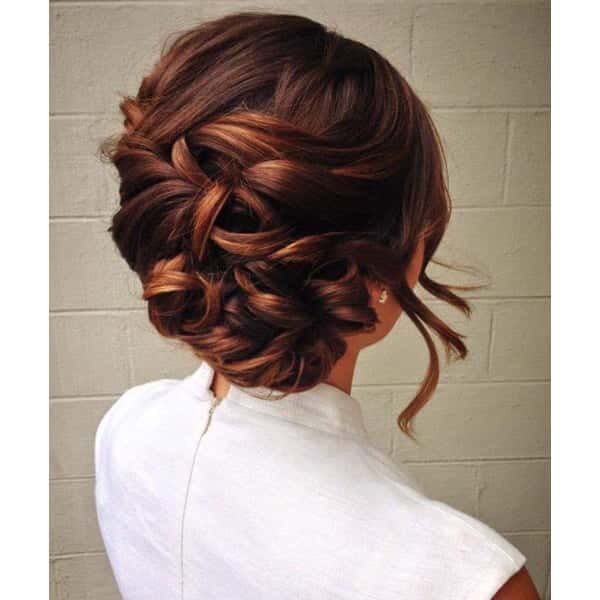 Dark Brown Updo with Auburn Highlights Dark Brown Updo with Auburn Highlights — Winter Updos