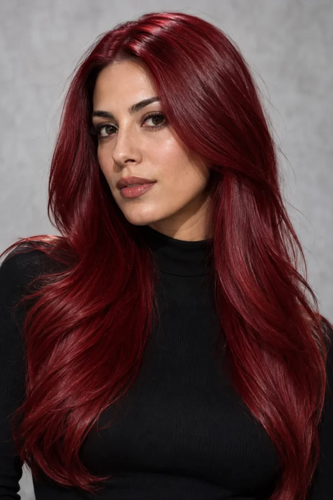Jewel-Toned Burgundy Curls Jewel-Toned Burgundy Curls — Winter Red Hair Colors