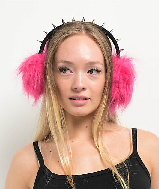 Edgy Pink Earmuffs with Spiked Headband — Earmuffs Outfits