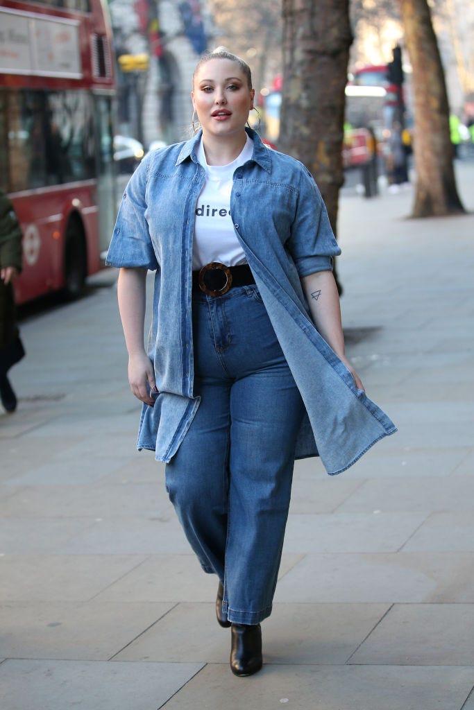 Denim on Denim: Oversized Shirt Jacket — Winter Outfits for Curvy Women