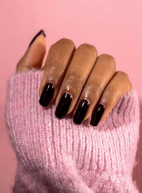 Deep Black Glossy Medium Square Nails Deep Black Glossy Medium Square Nails — Winter Nail Colors for Dark Skin