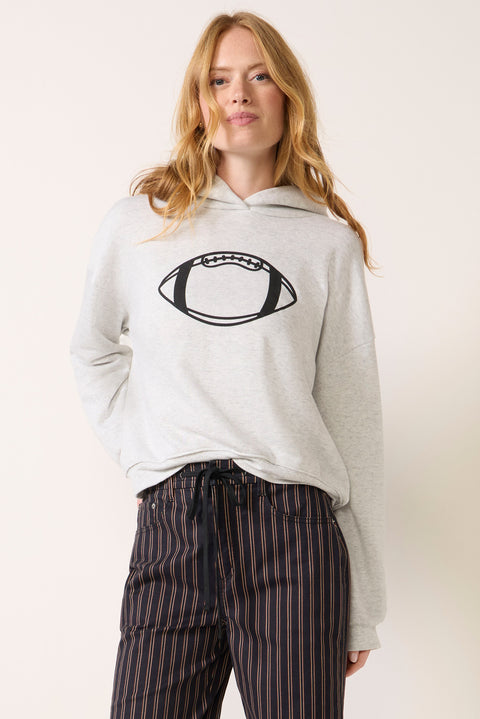 Grey Hoodie with Football Graphic and Pinstripe Pants Grey Hoodie with Football Graphic and Pinstripe Pants — Hoodie Outfits