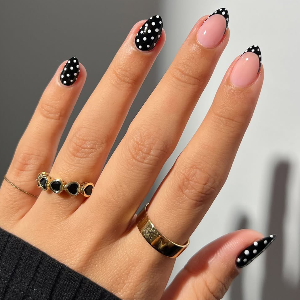 Black and White Polka Dot Nails Black and White Polka Dot Nails — Black Nail Ideas
