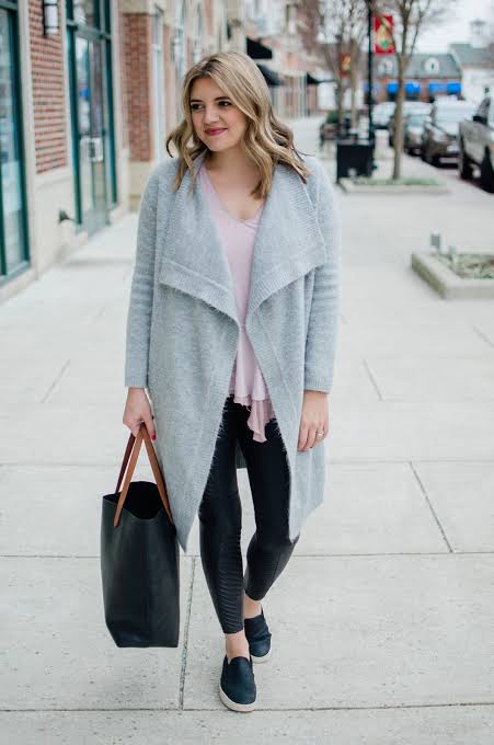 Navy Slip-On Sneakers Outfit Idea — Winter Outfits with Leggings