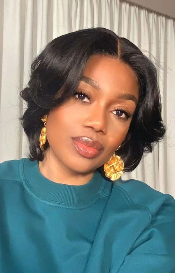 Asymmetrical Chin Bob with Flipped Ends — Winter Haircuts for Black Women