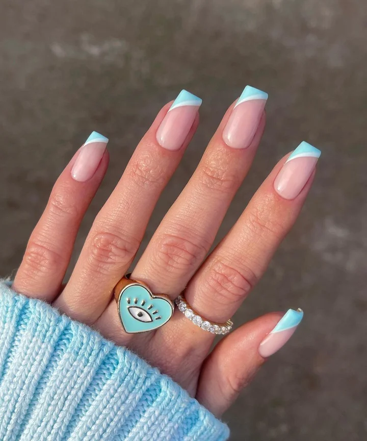 Light Blue French Tips Light Blue French Tips — French Nail Designs