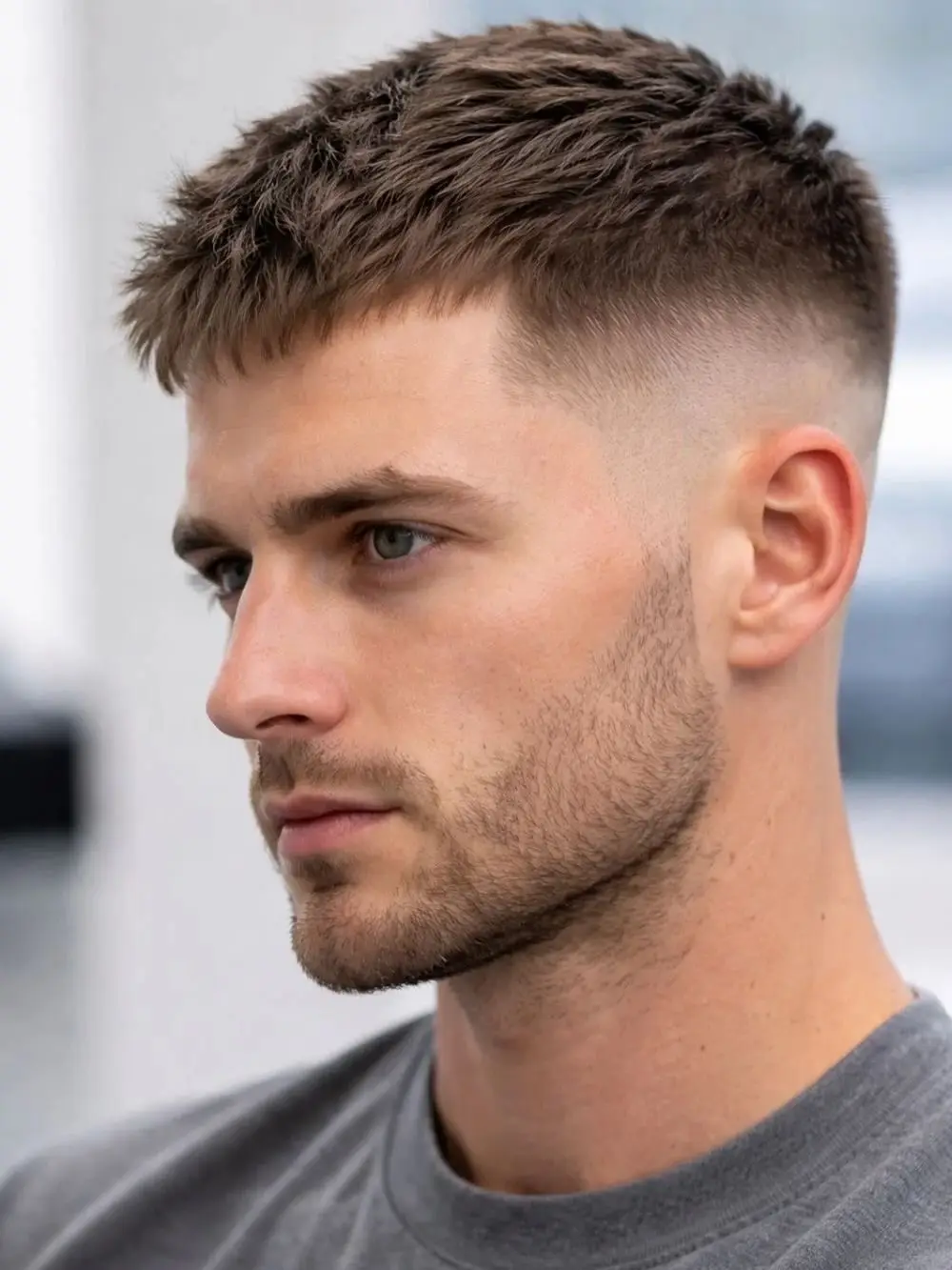 Textured Crop With Side-Swept Fringe — A Man With Light Brown — Winter Hairstyles for Men