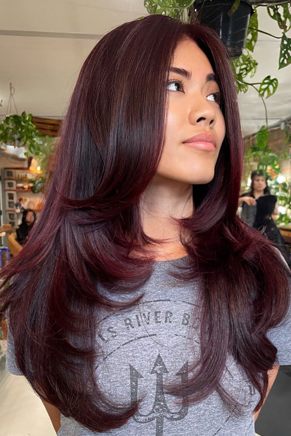 Rich Deep Burgundy With Plum Hints Rich Deep Burgundy With Plum Hints — Burgundy Hair Color