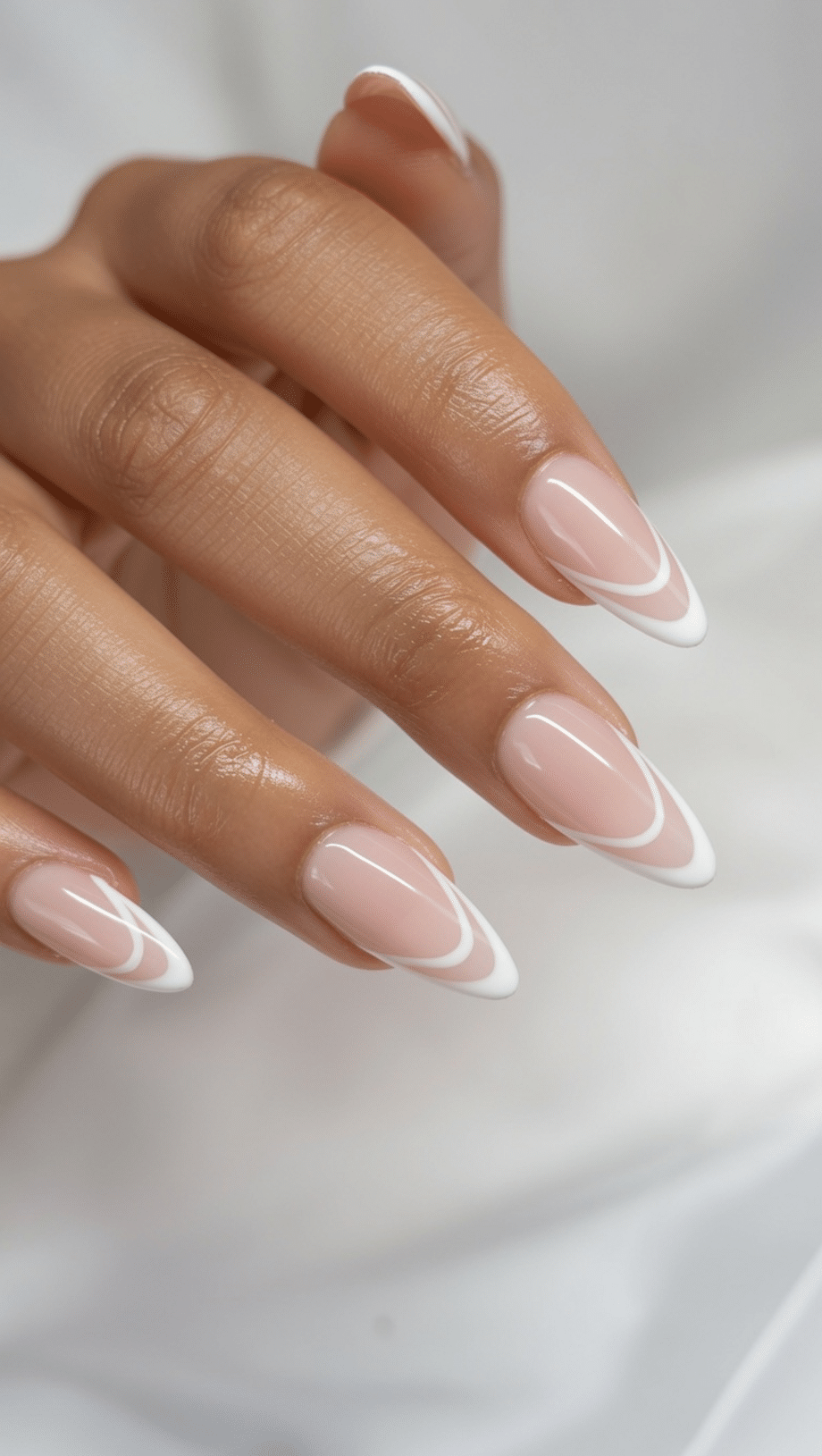 Double French Tips on Long Almond Double French Tips on Long Almond — French Nail Designs