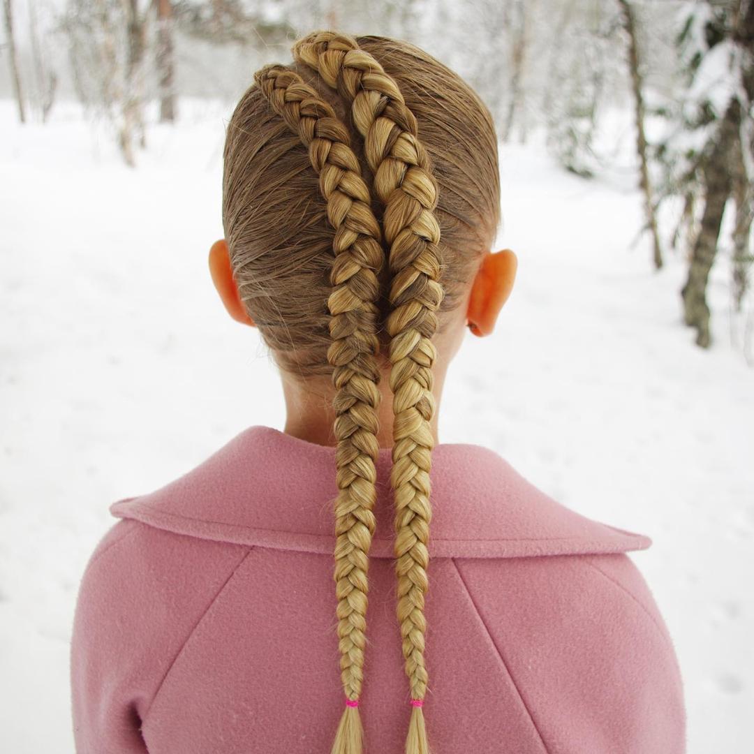 Blonde Double High Dutch Braids Blonde Double High Dutch Braids — Winter Hairstyles for School