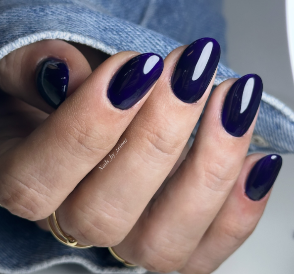 Deep Indigo Glossy Oval Nails Deep Indigo Glossy Oval Nails — Dark Winter Nails