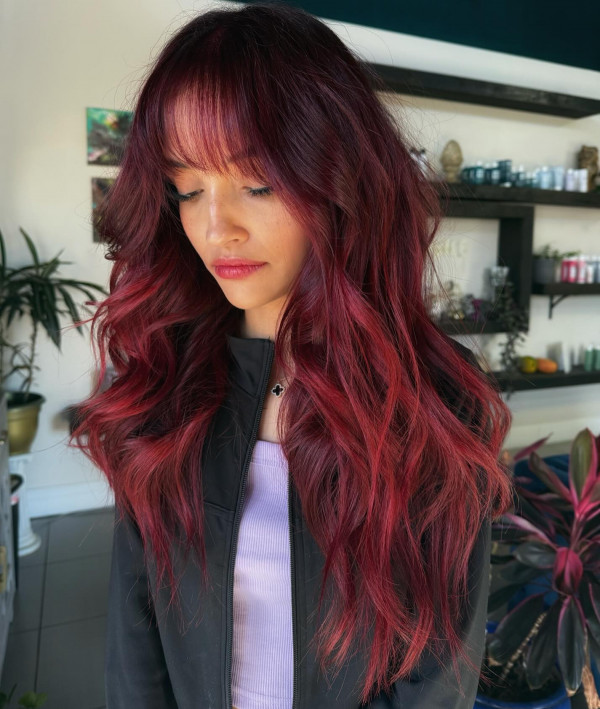 Deep Red Base With Cherry Highlights — Cherry Cola Hair Color