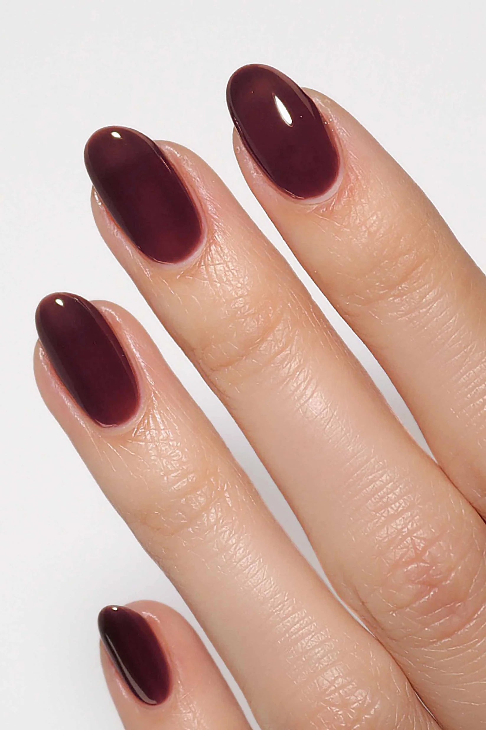 Jelly-Like Deep Burgundy Oval Nails Jelly-Like Deep Burgundy Oval Nails — Black Cherry Nails