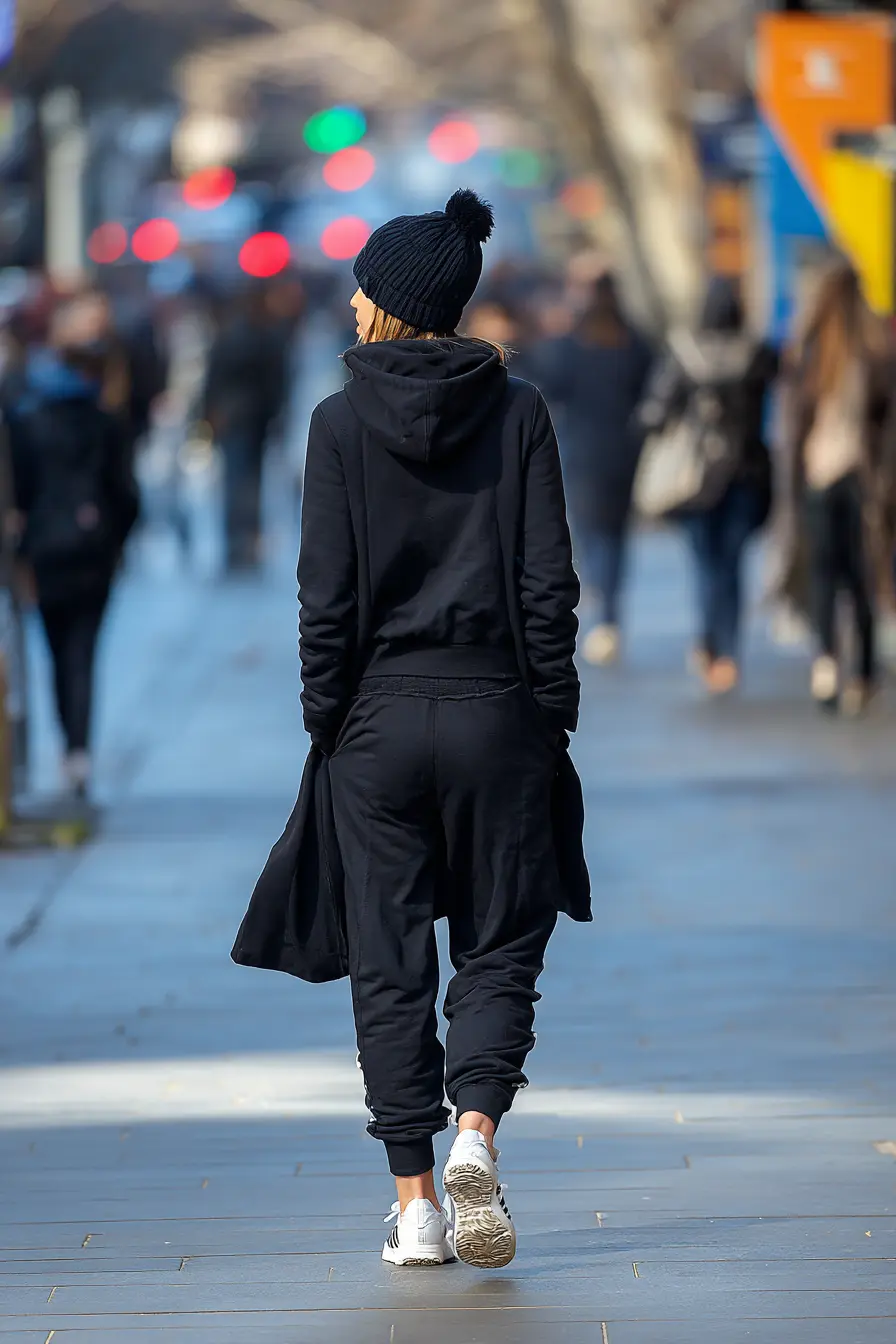 Athleisure Set with Beanie and White Sneakers for Casual Winter Athleisure Set with Beanie and White Sneakers for Casual Winter — Winter Outfits with Sneakers