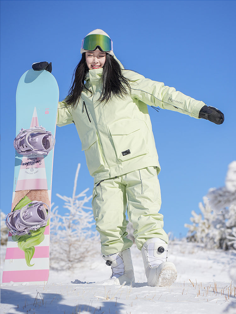 Vibrant Monochromatic: Light Green Ski Suit Vibrant Monochromatic: Light Green Ski Suit — Snowboarding Outfits