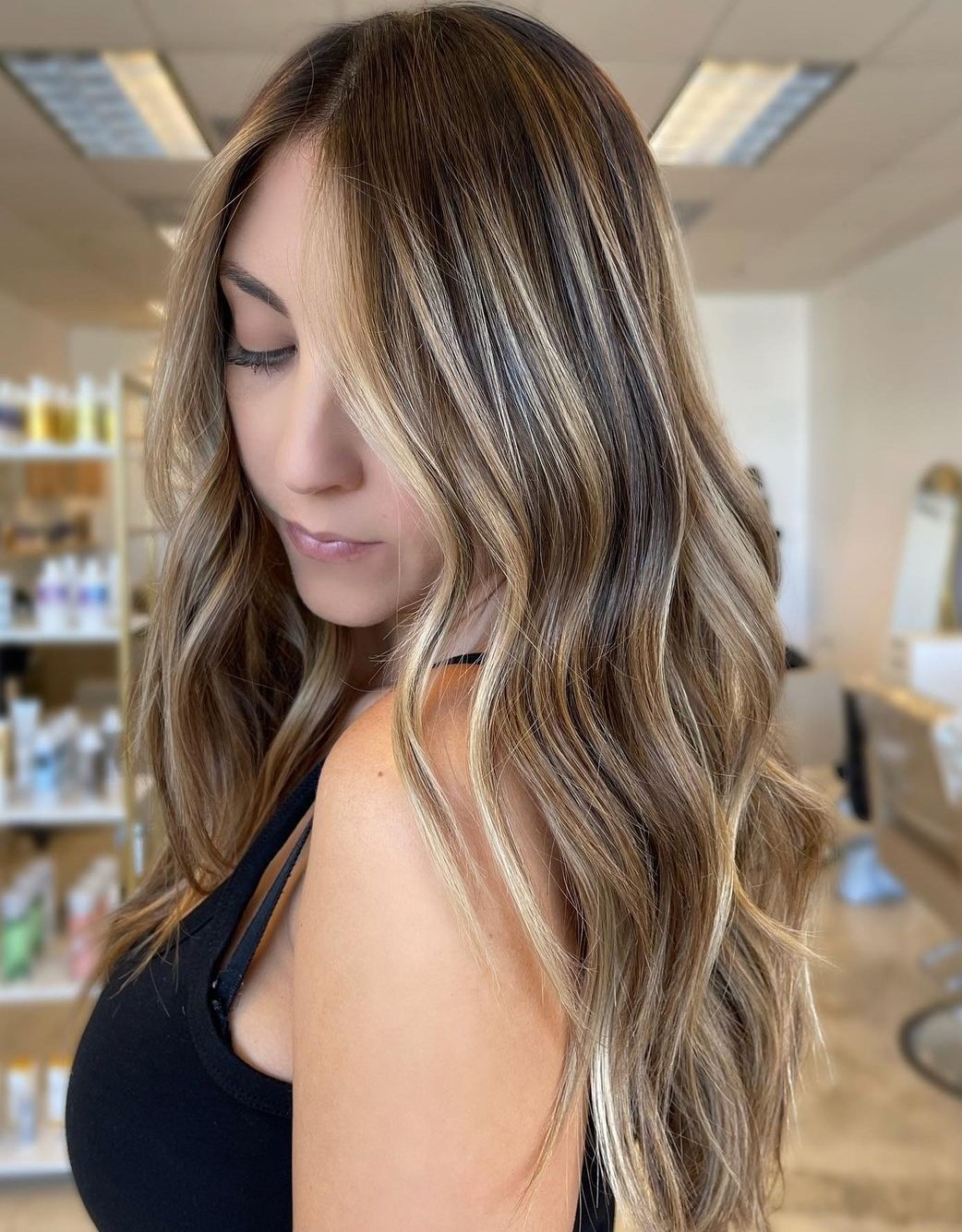Medium Brown With Root Shadow And Highlights — Blonde to Brunette Hair