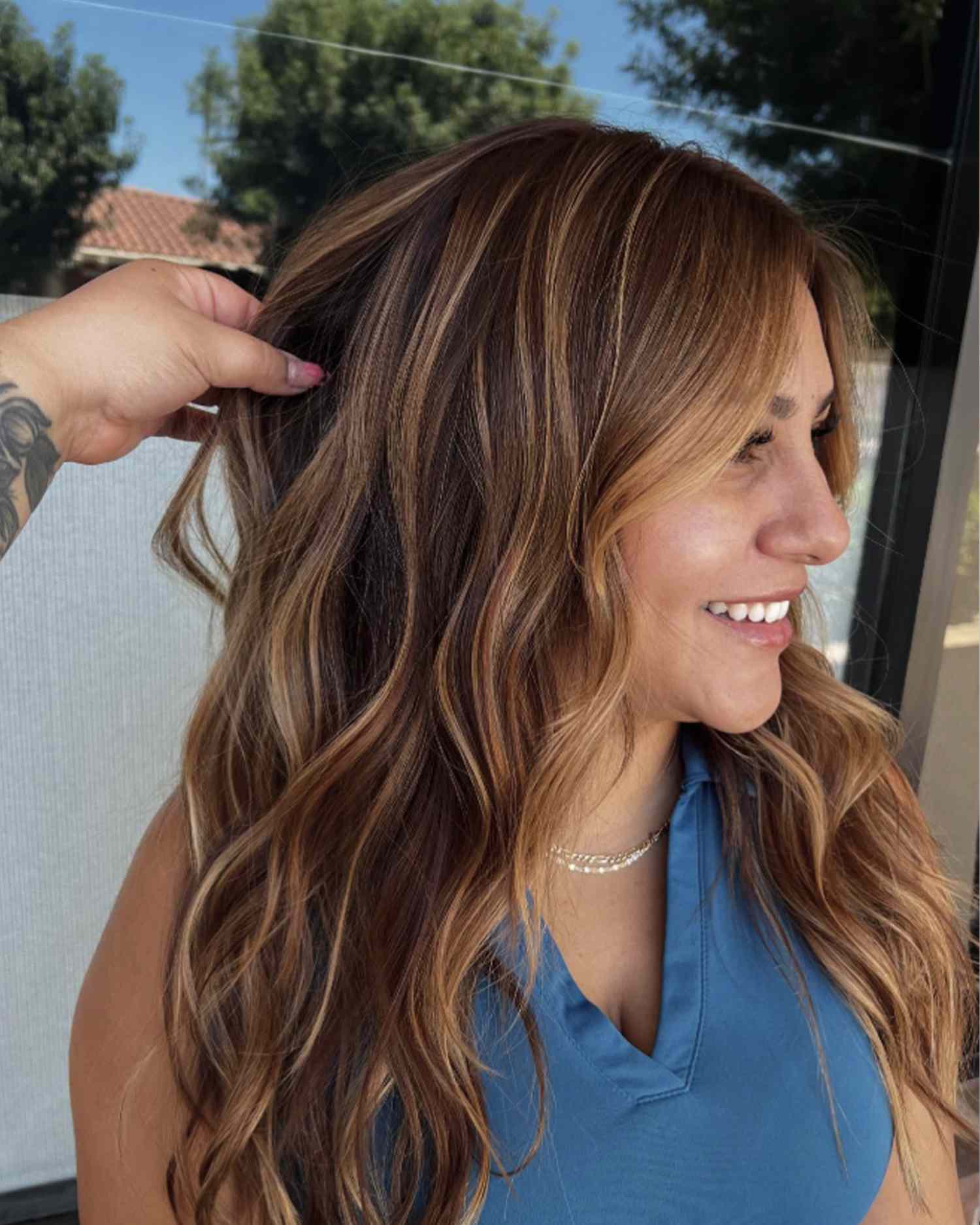 Dark Blonde With Copper Highlights Blowout Dark Blonde With Copper Highlights Blowout — Winter Copper Hair Color