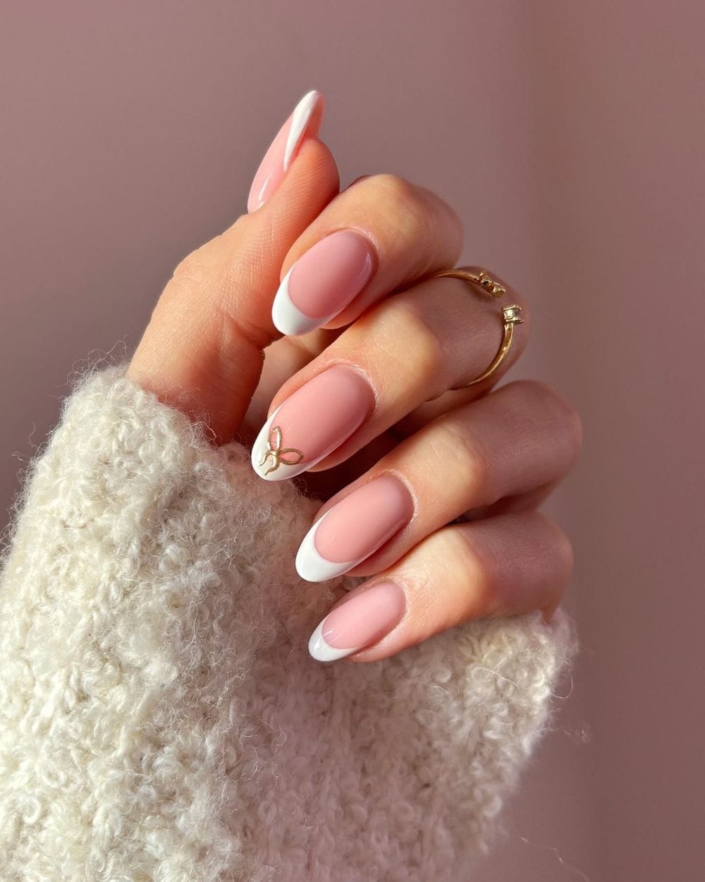 Winter Festive Visual Idea — Winter French Tip Nails