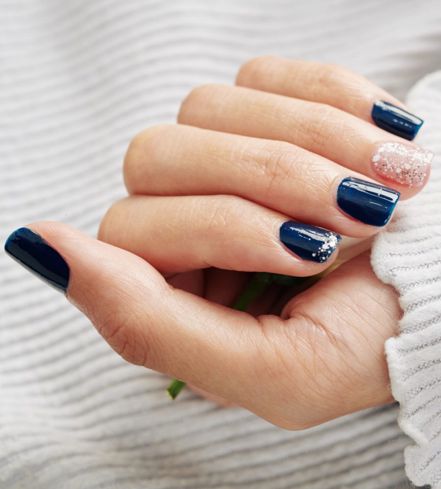 Glitter Accent Navy Squares Glitter Accent Navy Squares — Navy Blue Nails