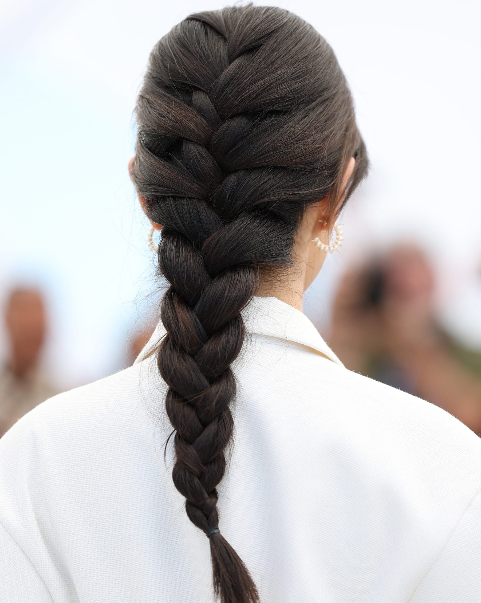Thick Dark Brown Three-Strand Braid Thick Dark Brown Three-Strand Braid — Winter Braided Hairstyles