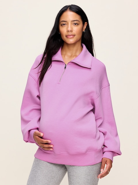 Cozy Lavender Fleece Quarter-Zip for Casual Comfort Cozy Lavender Fleece Quarter-Zip for Casual Comfort — Winter Maternity Outfits