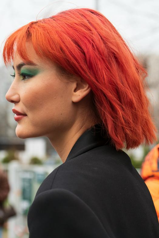 Vibrant Copper Chin Length Bob With Short Bangs — Winter Hair Colors for Redheads