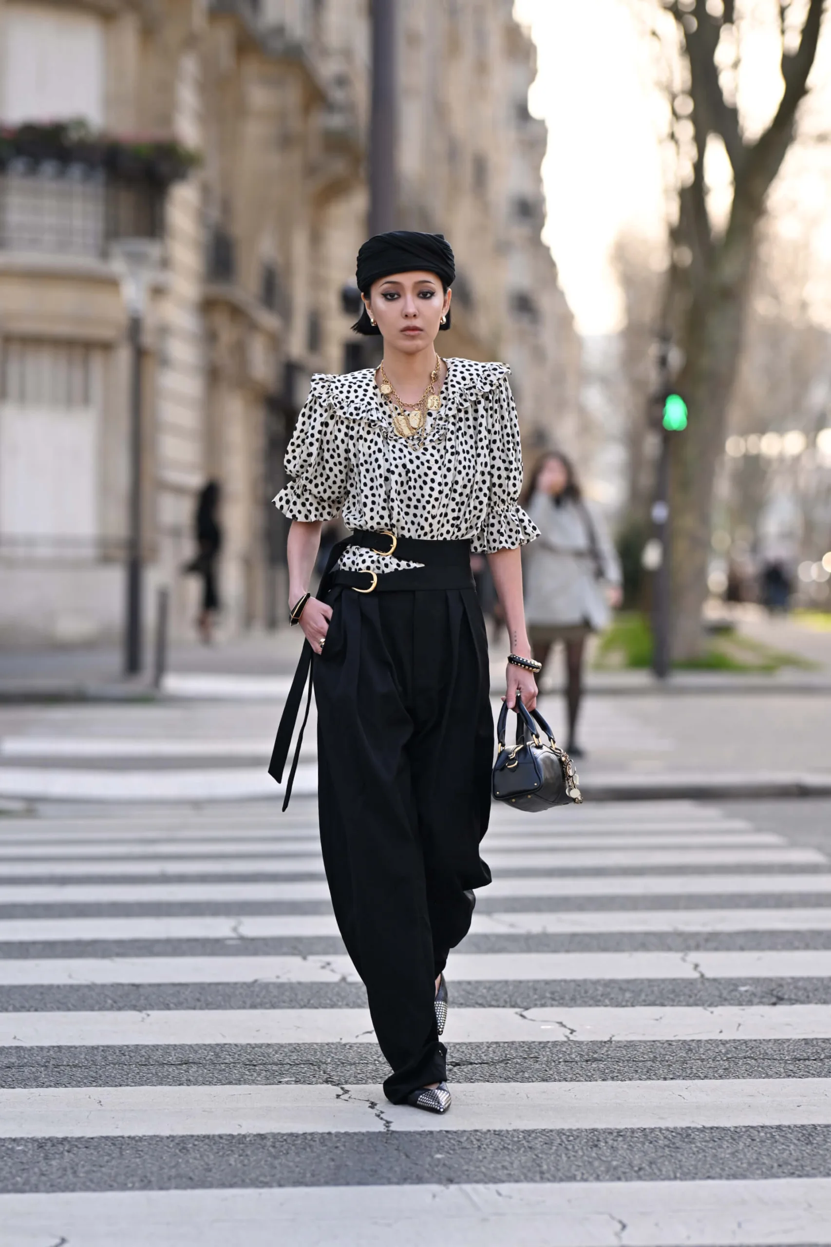 Polka Dot Blouse and Wide-Leg Trousers for a Classic Parisian Statement Polka Dot Blouse and Wide-Leg Trousers for a Classic Parisian Statement — Paris Winter Outfits