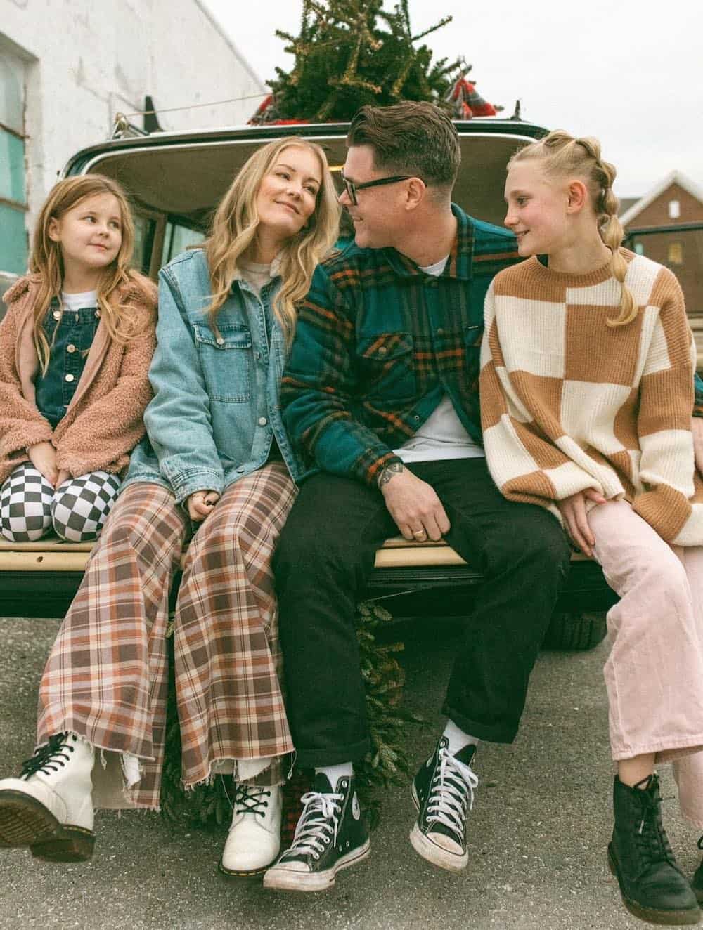 Embrace Casual Vibes with Plaid Pants and Denim — Winter Photoshoot Outfits